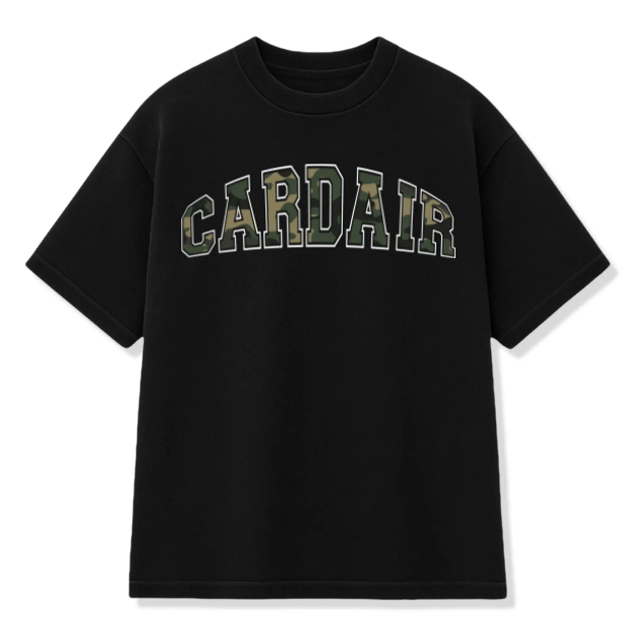 Front View of Cardair Camo Black T-Shirt